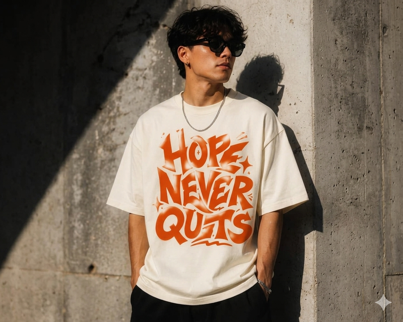 Hope Never Quits Oversized T-Shirt | Premium Cotton Graphic Tee