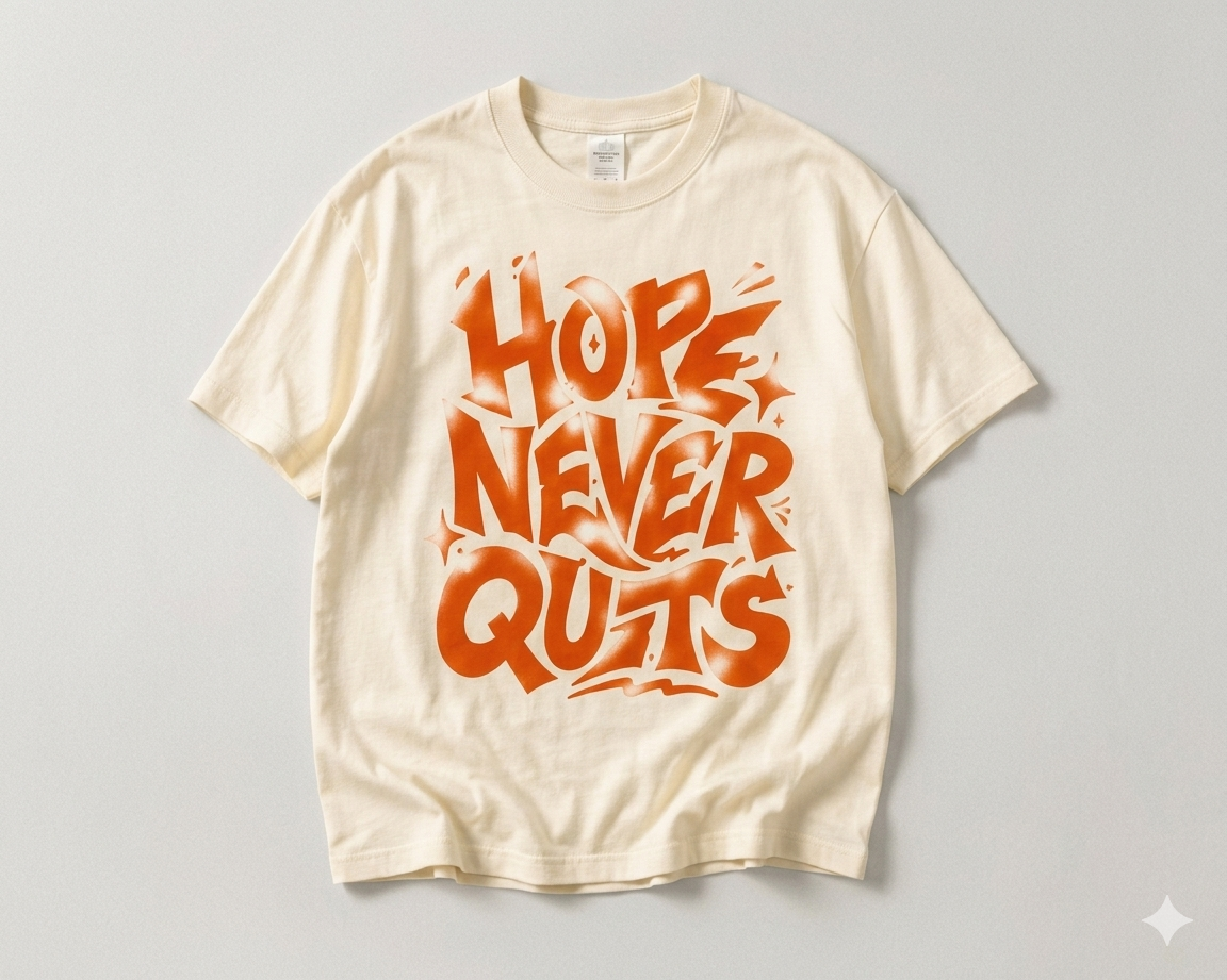 Hope Never Quits Oversized T-Shirt | Premium Cotton Graphic Tee