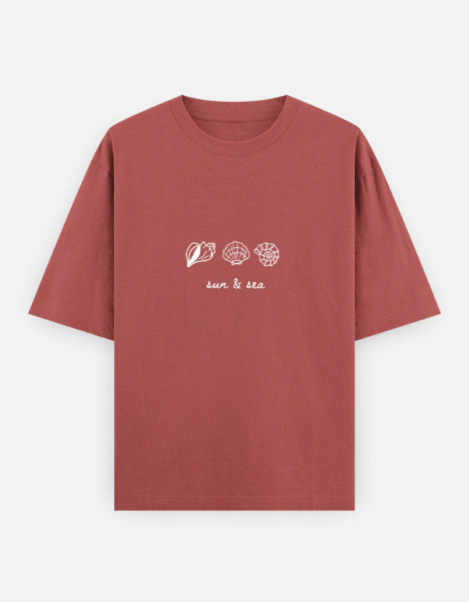 Sun & Sea Oversized T-Shirt for Men & Women | Premium Cotton Minimal Graphic Tee |